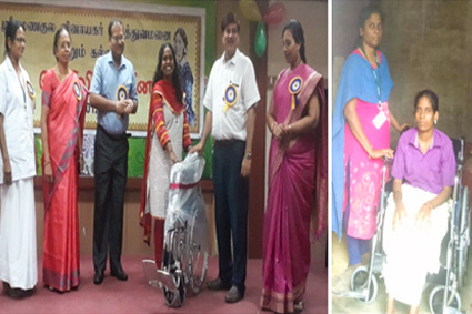 Contribution of wheel chair for our patient 